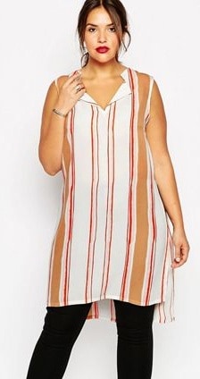 Plus Size Maxi Top med lange linjer