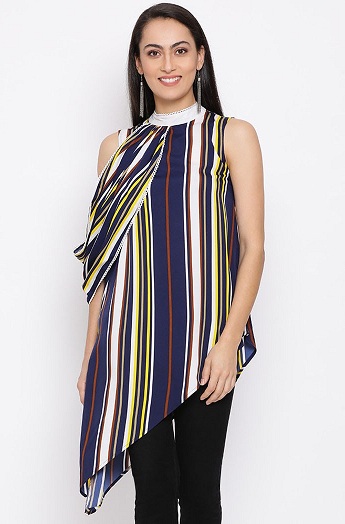 Georgette lange asymmetriske toppe