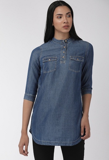 Denim skjorte stil lange toppe