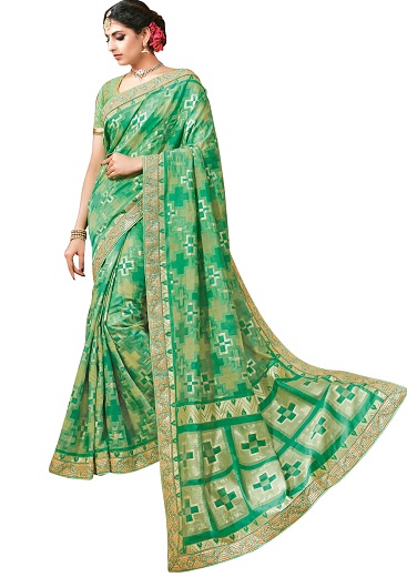 Hímzett Dupion Silk Saree