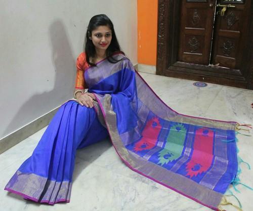 Plain Dupion Silk Saree