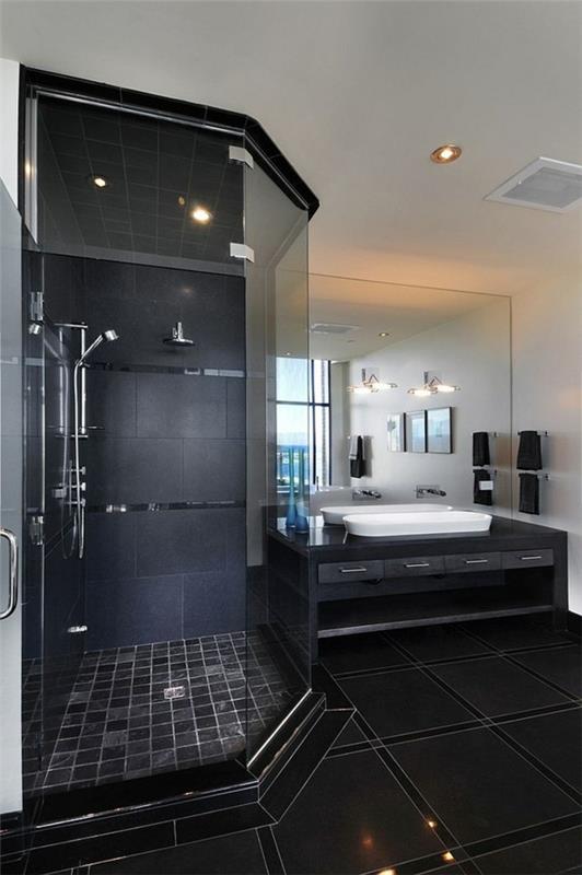 kylpyhuone ylellinen harmaa laatta soikea pesuallas