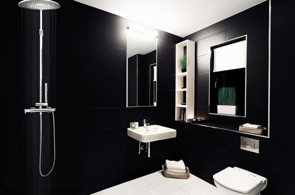 ylellinen kylpyhuoneen mustavalkoinen seinähylly