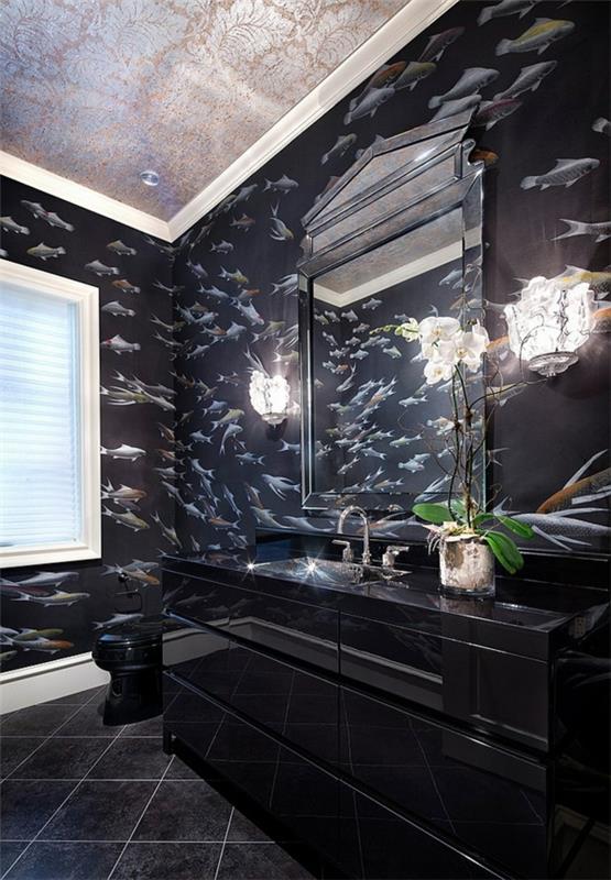 ylellinen kylpyhuone alaosa kiiltävä seinäkoriste kala