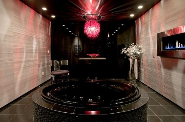 ylellinen kylpyhuone kylpytynnyri punainen valo