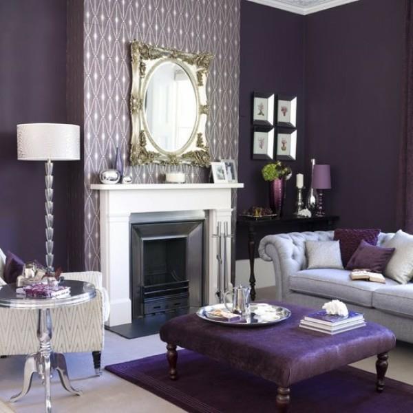 ylellinen tumman violetti sävyjen idea design takka