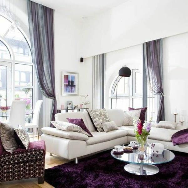 ylellisyyttä lufitges tunnelma olohuone violetti turkki matto