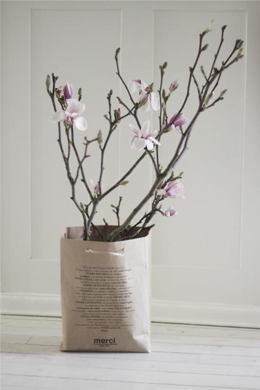 magnoliat paperipussien sisustusideoissa