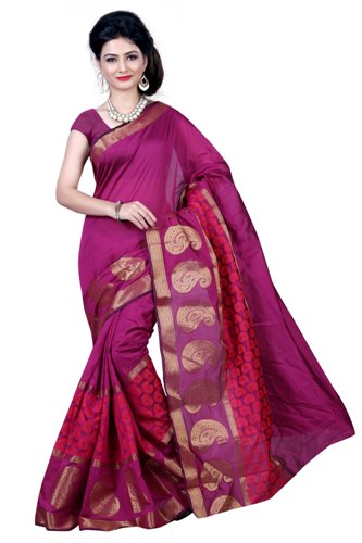 Mørk pink Maheshwari Handloom Saree