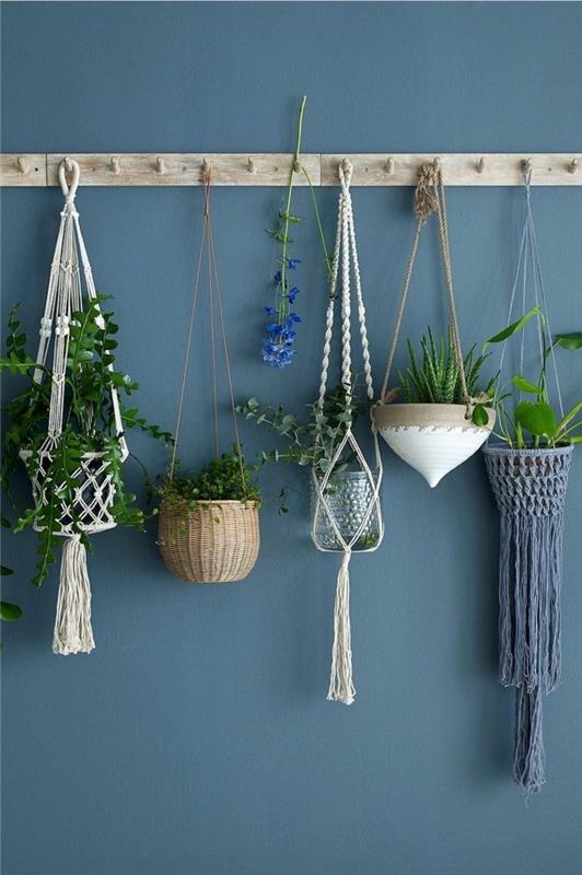 macrame -ripustuskorit epätavallisia DIY -ideoita korien ripustamiseen