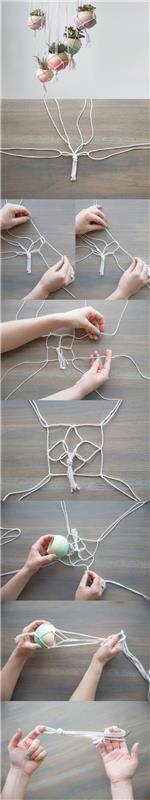 macrame -ripustuskori askel askeleelta kuvissa