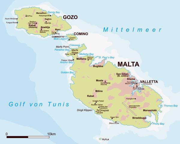 malta loma maantieteellinen kartta kartta