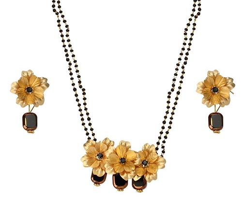 24 Kt blomster mangalsutra sæt
