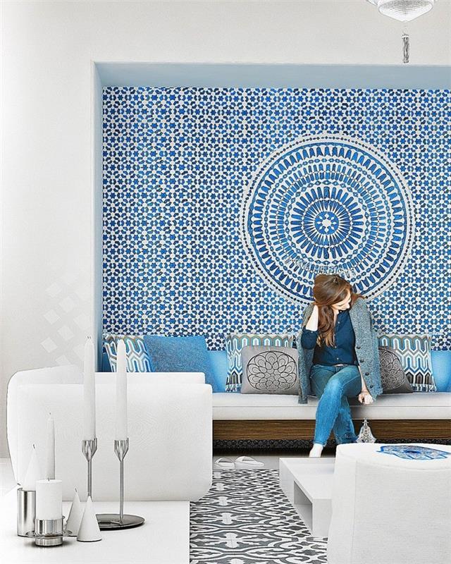 marokkolaiset laatat sementtilaatat sisustusideat asunnon suunnittelu ajattelevat eri tavalla mosaiikkilaatat luova seinäsuunnittelu sininen
