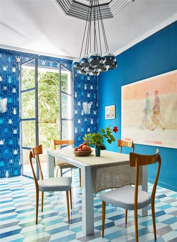marokkolaiset laatat sementtilaatat sisustusideat asunnon suunnittelu ajattelevat eri tavalla mosaiikkilaatat luova seinäsuunnittelu sininen