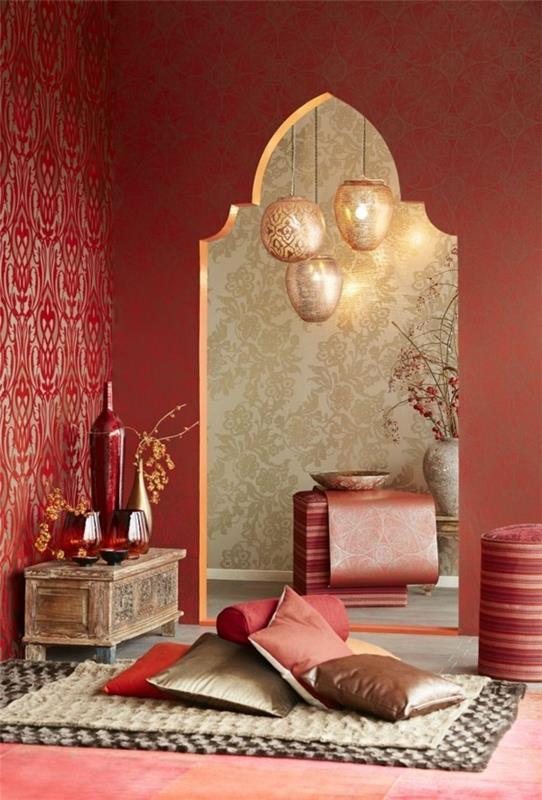 marokkolainen lamppu jalo riippuvalaisimet lämpimän seinän väriset lattiatyynyt