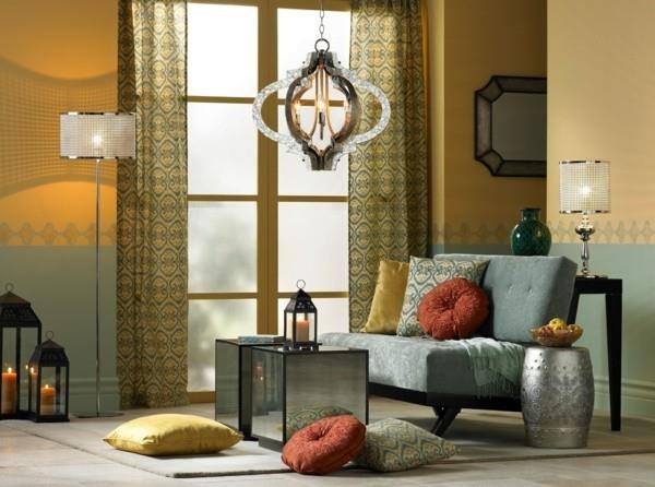 marokkolainen lamppu moderni riippuvalaisin kodikas olohuone kauniisti valaistu.