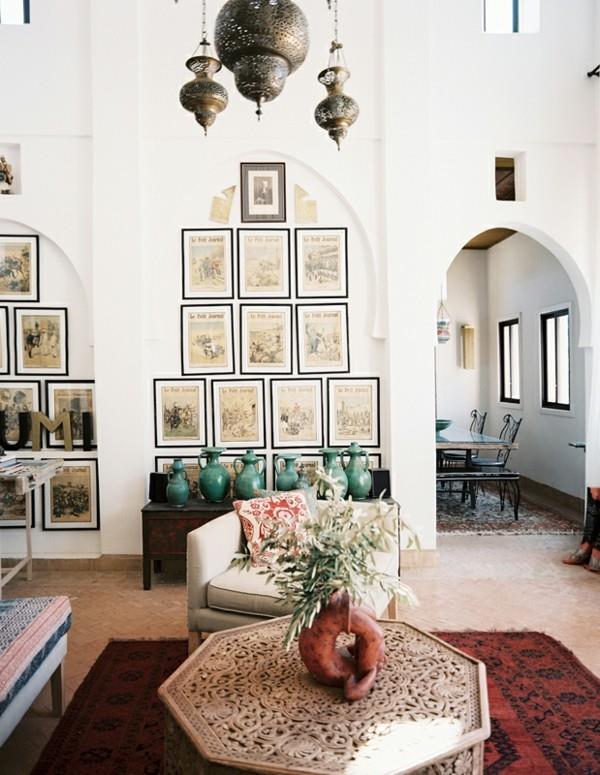 marokkolainen lamppu olohuone valaisee kaunista sisustusta