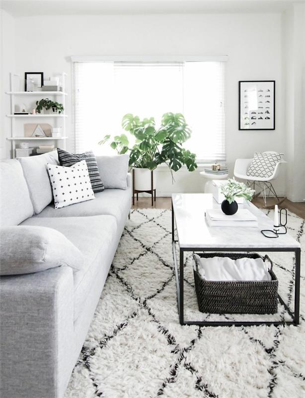 marokkolaiset matot valkoinen olohuone kirkas olohuoneen sohva