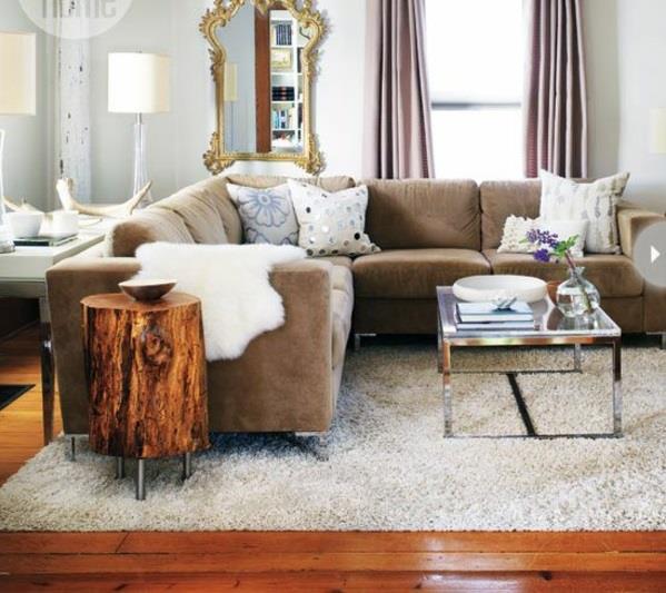 Puunrungosta valmistetut massiivipuiset sohvapöydät elävät mukavasti modernilla tavalla