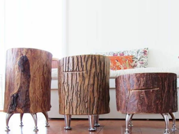 massiivipuiset sohvapöydät puunrunkojen tekstuurit