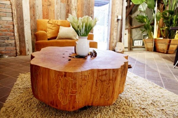 massiivipuiset sohvapöydät, jotka on valmistettu puunrunko -olohuoneesta