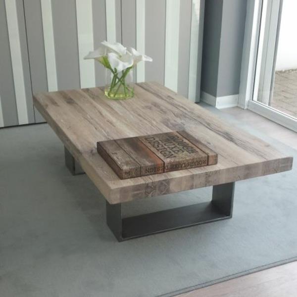 massiivipuinen sohvapöytä puinen yläosa metallikehys yksinkertainen muotoilu