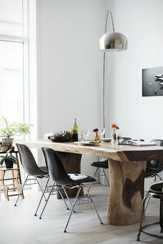 massiivipuiset huonekalut ruokasali maalaistyylinen ruokapöytä aito puu lattiavalaisin