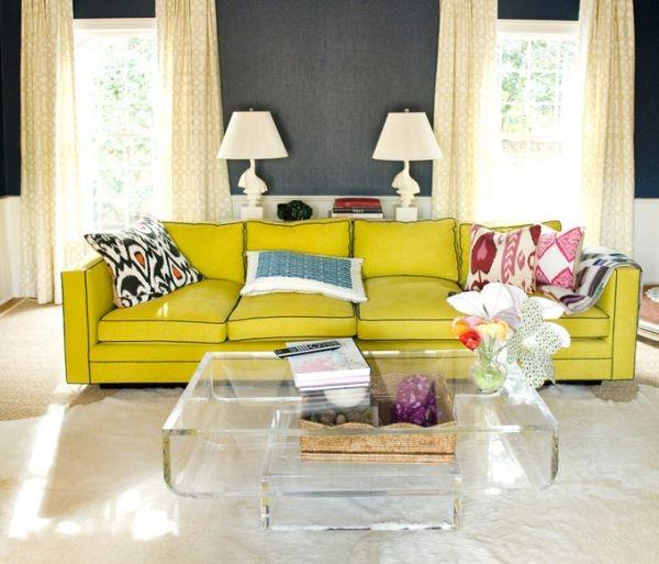 akryylikalusteet sohvapöydät sohva keltainen olohuone
