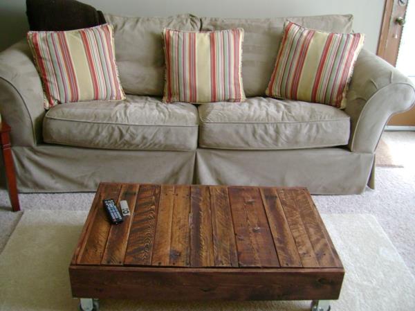 huonekalut kuormalavoista sohvapöytä asetettu olohuone