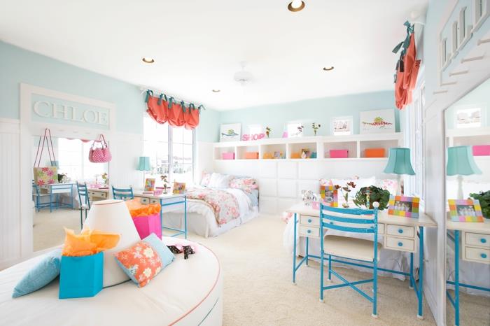 huonekalut lastenhuone värilliset huonekalut vaaleat seinät