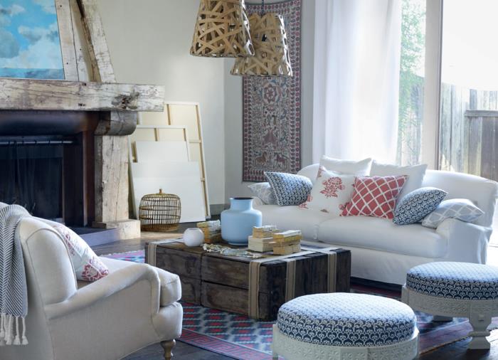 huonekalut maalaistyylinen olohuone perustaa viileän sohvapöydän takan