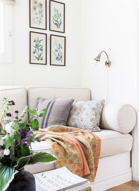huonekalut maalaistyylinen olohuone valkoinen sohva