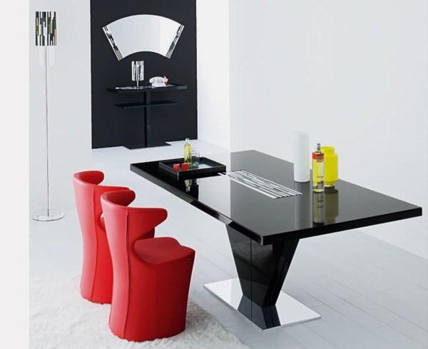 huonekalut ylellinen innovatiivinen nojatuoli ruokapöytä musta punainen