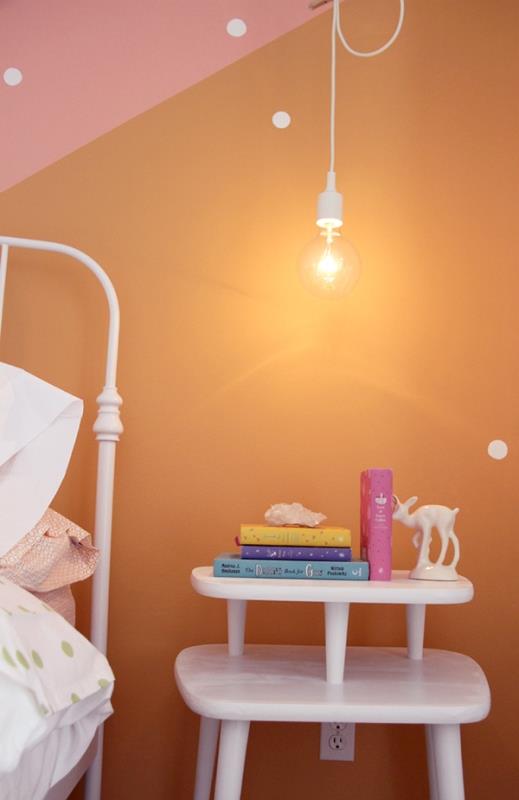 tyttö makuuhuone suunnittelu idea valaisin pisteitä värejä