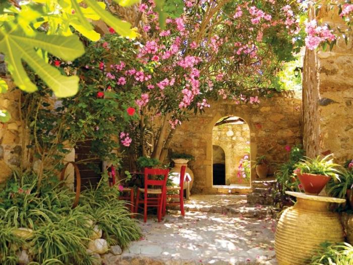 Välimeren puutarhan suunnittelu-tuoreet ja värilliset ideat-kivet ja kasvit