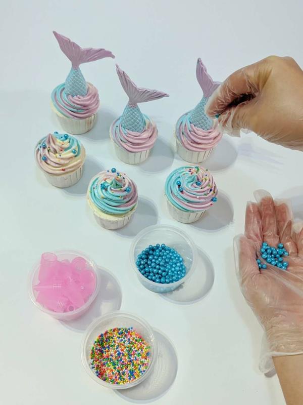 merenneito cupcakes koristelu