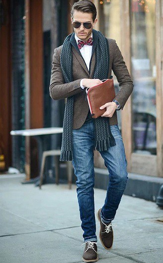 Brun blazer med jeans