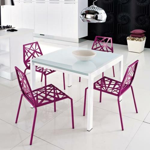 metallituolit violetti valkoinen kiiltävä pöytä riippuvalaisin hopea