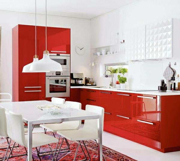 metod kitchens kiiltävä punainen valkoinen