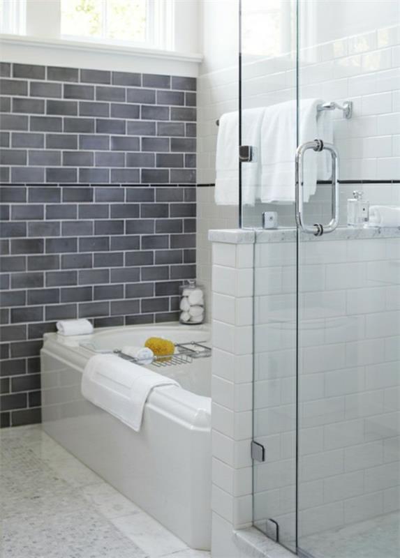 metrolaatat kylpyhuoneen harmaat seinälaatat valkoiset seinälaatat