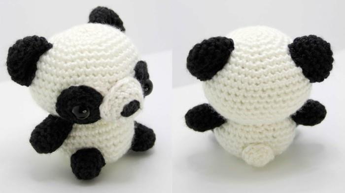 virkattu mini panda amigurumi