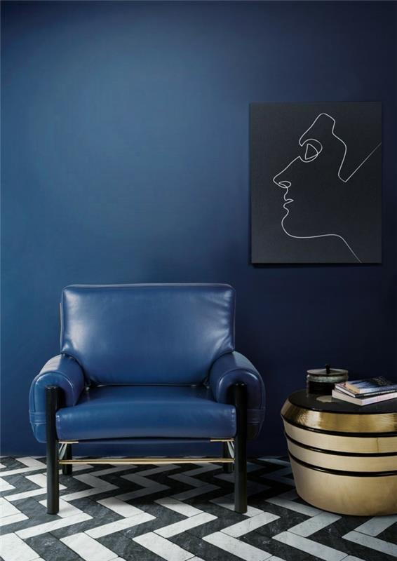 minimalistinen siniset sävyt -seinätuoli