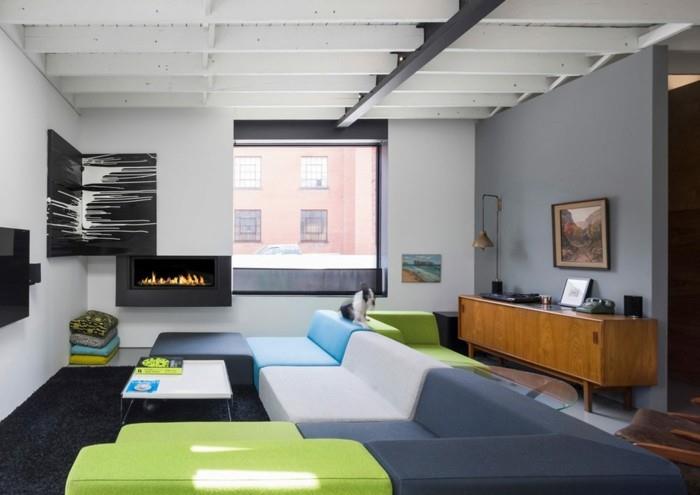 elävä minimalistinen sohva harmaa matto