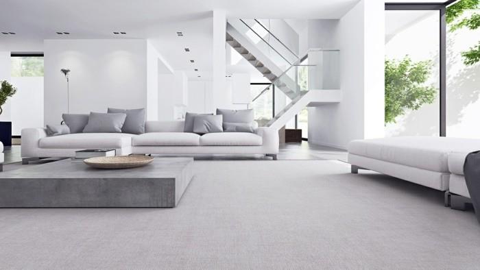 minimalistinen elävä kirkkaat värit olohuone sisustus tyylikäs matto