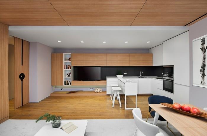 minimalistinen elävä minimalistinen keittiö musta keittiö takaseinä valkoinen keittiökaapit