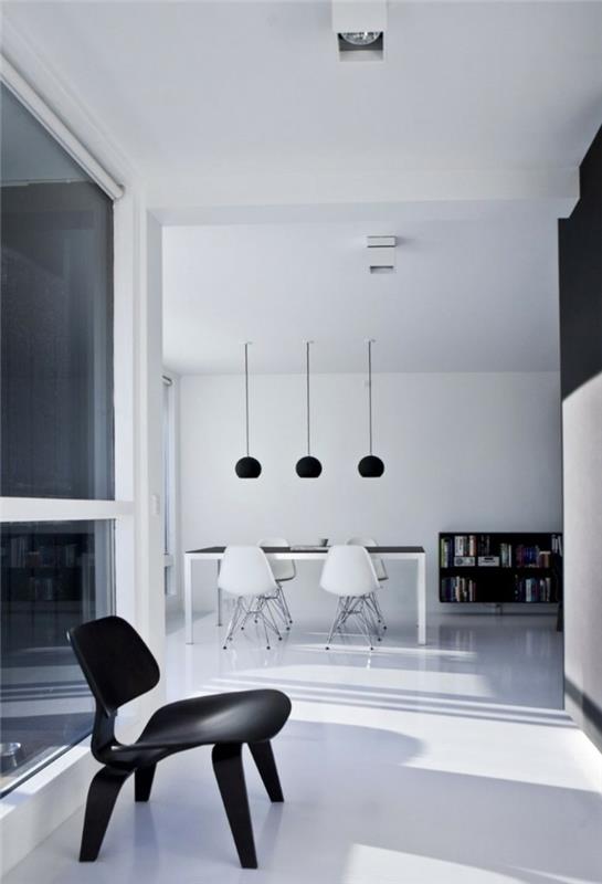 minimalistinen elävä minimalistinen huoneisto musta ja valkoinen