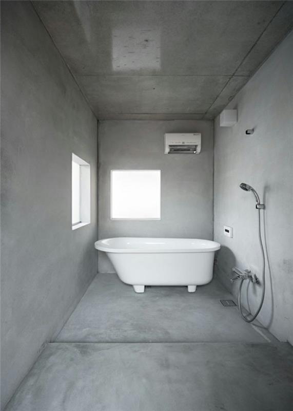 minimalistinen elävä minimalistinen kylpyhuone harmaa seinäväri