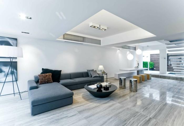 minimalistinen elävä minimalistinen olohuone pyöreä sohvapöytä moderni jakkara