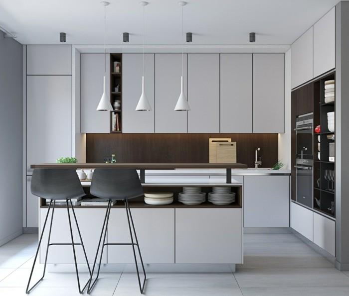 elävä minimalistinen moderni pieni keittiö